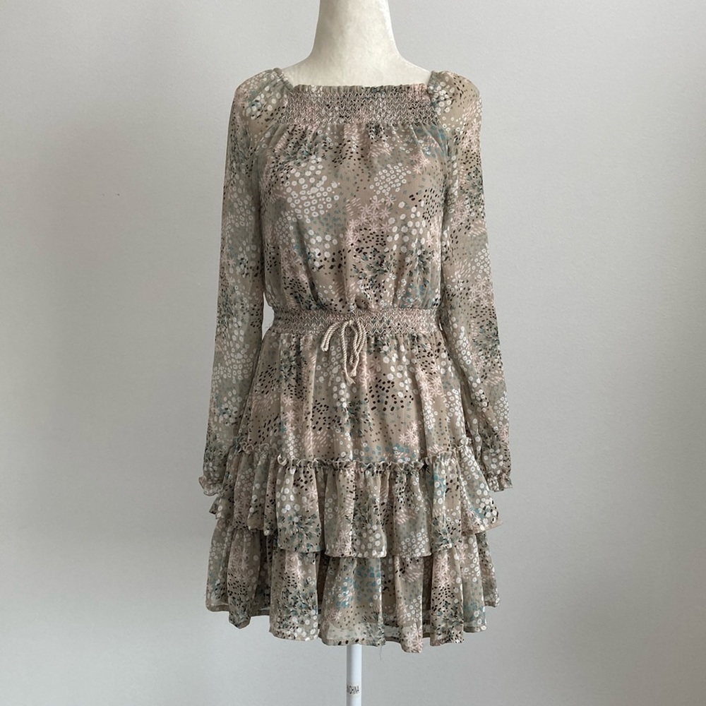 Epic Threads Long Sleeve Sheer Floral Flirty Dress
